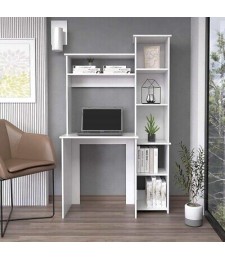 Escritorio blanco Heinrich con estantes agrega funcionalidad elegante a tu hogar y oficina